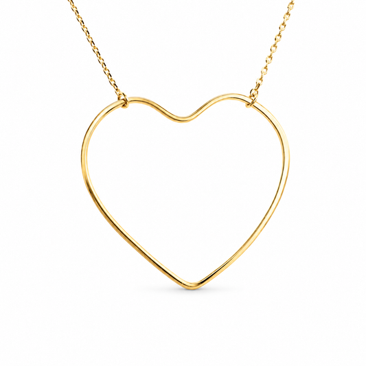Thin Etched Large Heart Outline Festoon Necklace — approved Hearts collection luxury white background product photo
