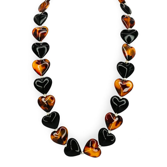 Animal Print Lucite Heart Necklace