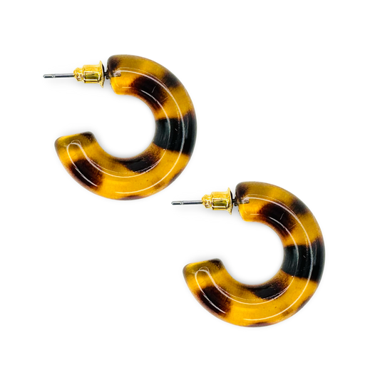 Animal Print Medium Chubby Lucite Hoop Earring