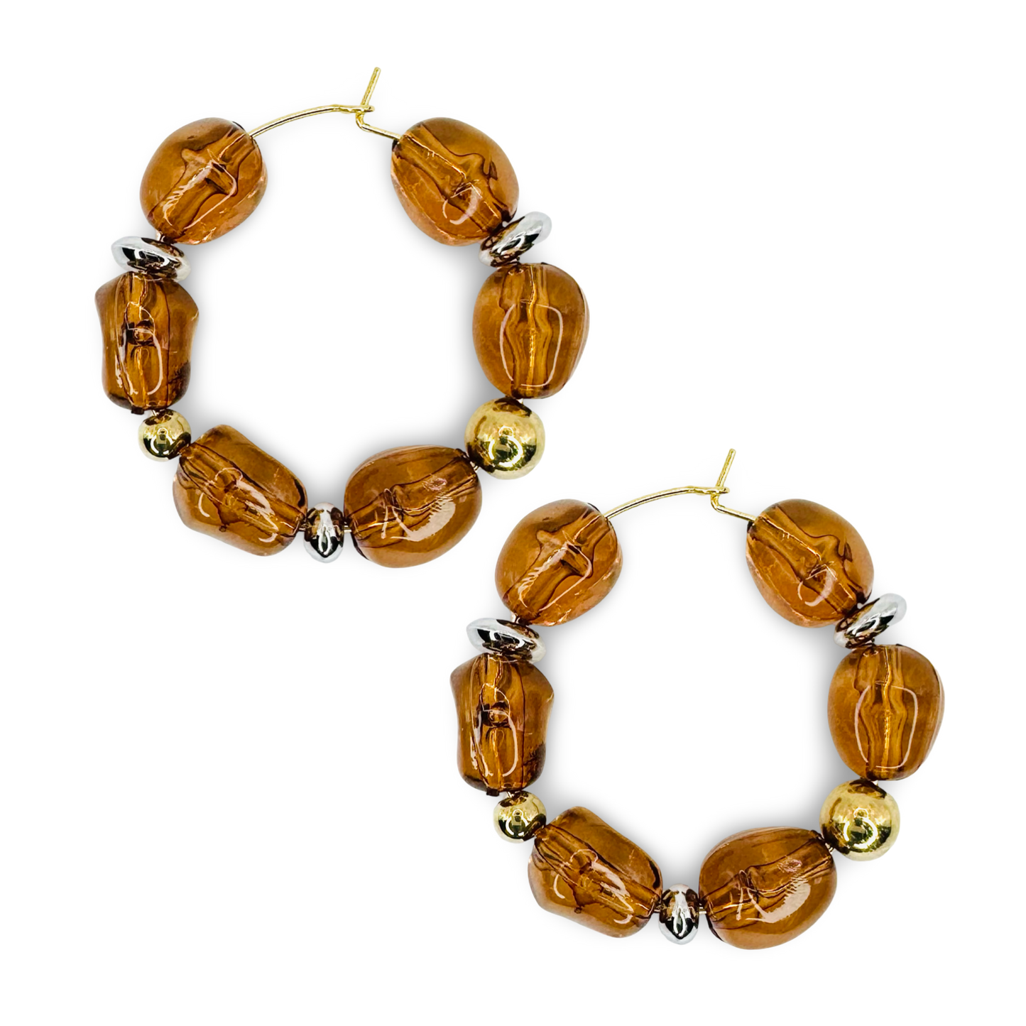 Lucite Beaded Hoop Earrings