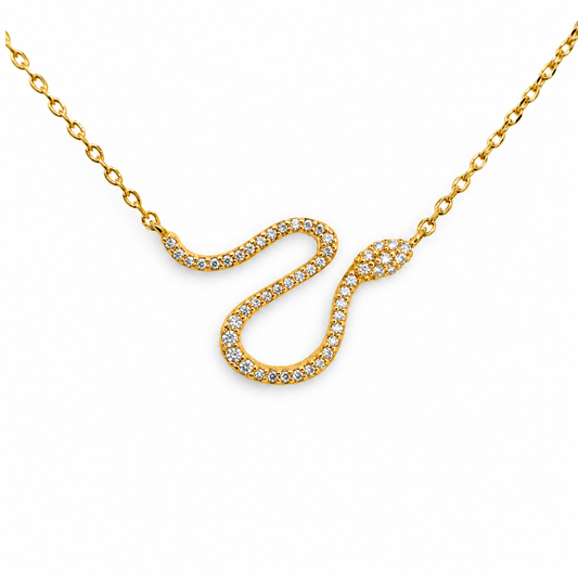 Fine Pave Snake Festoon Necklace — approved Western Default Title shiny gold product photo — 20796