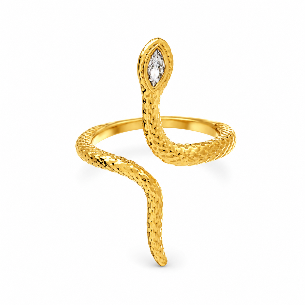 Cubic Zirconia Vertical Snake Ring — approved Western Default Title shiny gold product photo — 20822