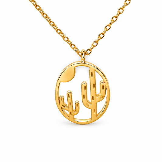 Double Cactus Oval Cutout Necklace — approved Western Default Title shiny gold product photo — 20840