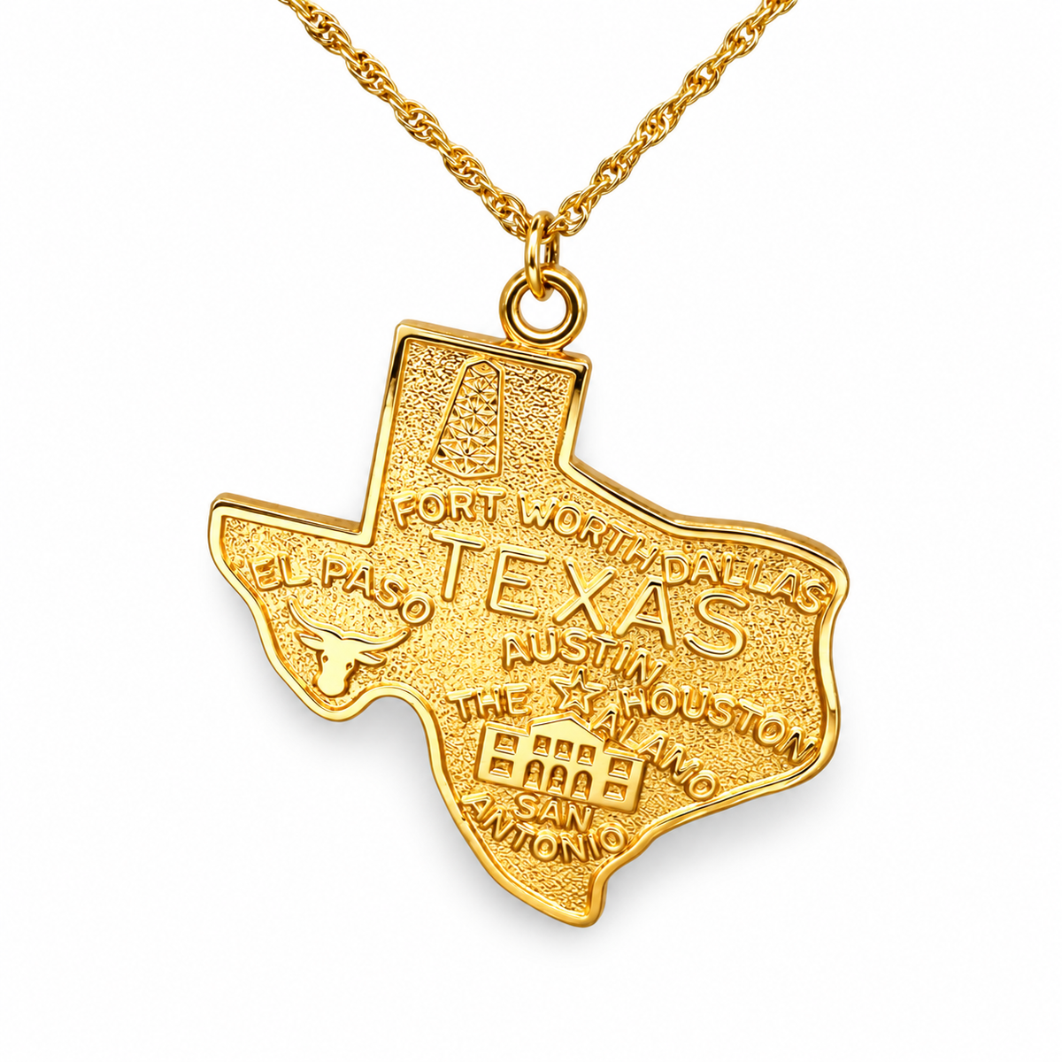 Large Texas Alamo State Necklace — approved Western Default Title shiny gold product photo — 20956