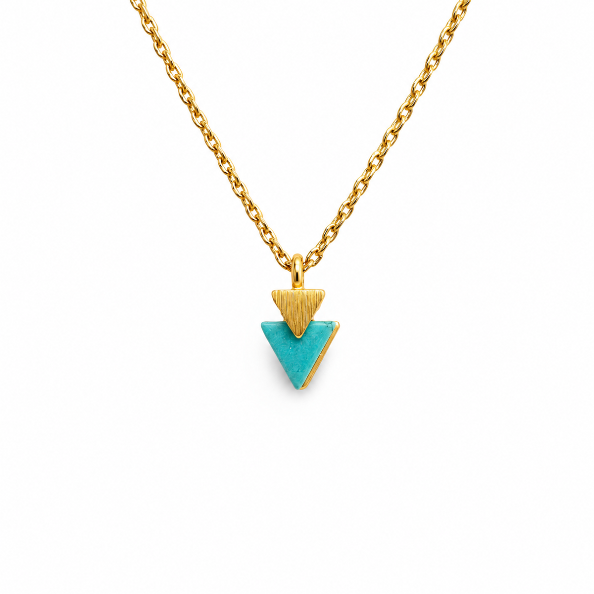 Half Satin Double Semiprecious Triangle Necklace — approved Western Default Title shiny gold product photo — 21106