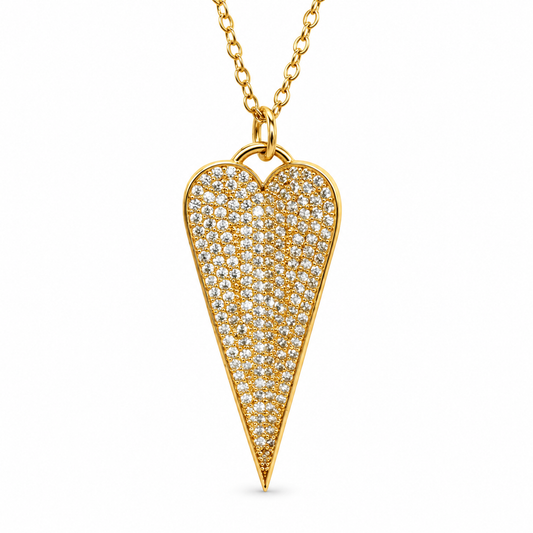 CZ Micropave Large Sharp Heart Necklace — approved Hearts collection luxury white background product photo