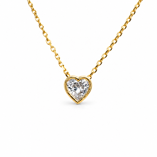 Extra Small CZ Heart Bezel Slide Necklace — approved Hearts collection luxury white background product photo