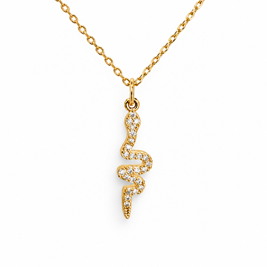 Pave Squiggle Snake Necklace — approved Western Default Title shiny gold product photo — 21723