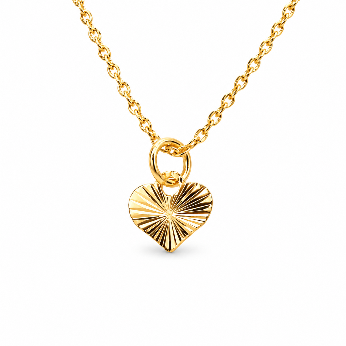 Tiny Strobe Heart Necklace — approved Hearts collection luxury white background product photo