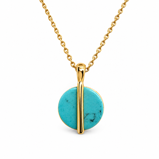 Semiprecious with Vertical Bar Circle Disc Necklace — approved Western Default Title shiny gold product photo — 22068