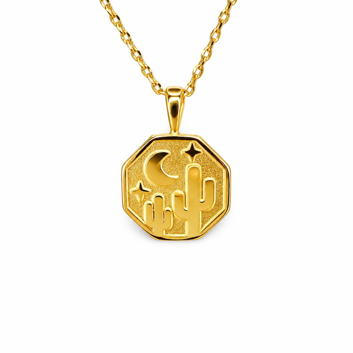 Octagon Cactus Desert Necklace — approved Western Default Title shiny gold product photo — 22071