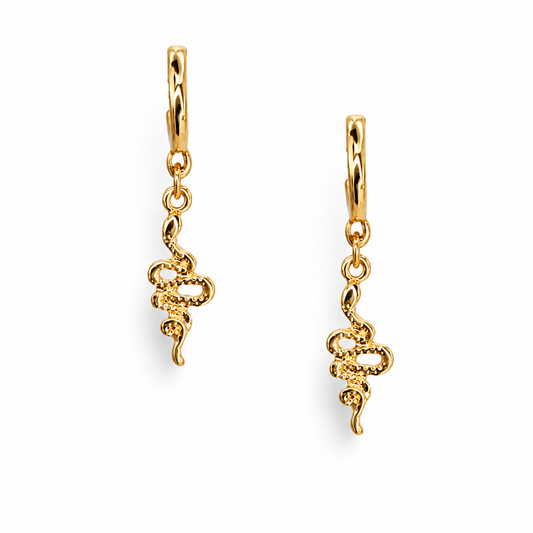 Glossy Squiggle Snake Hoop Earrings — approved Western Default Title shiny gold product photo — 22205