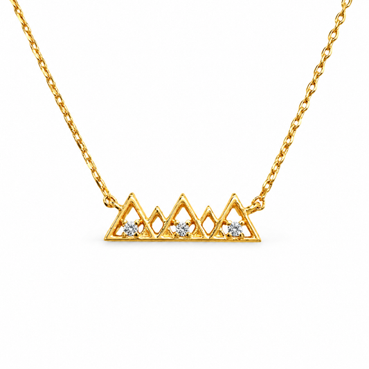 Mountain Pave Trio Peak Necklace — approved Western Default Title shiny gold product photo — 22476