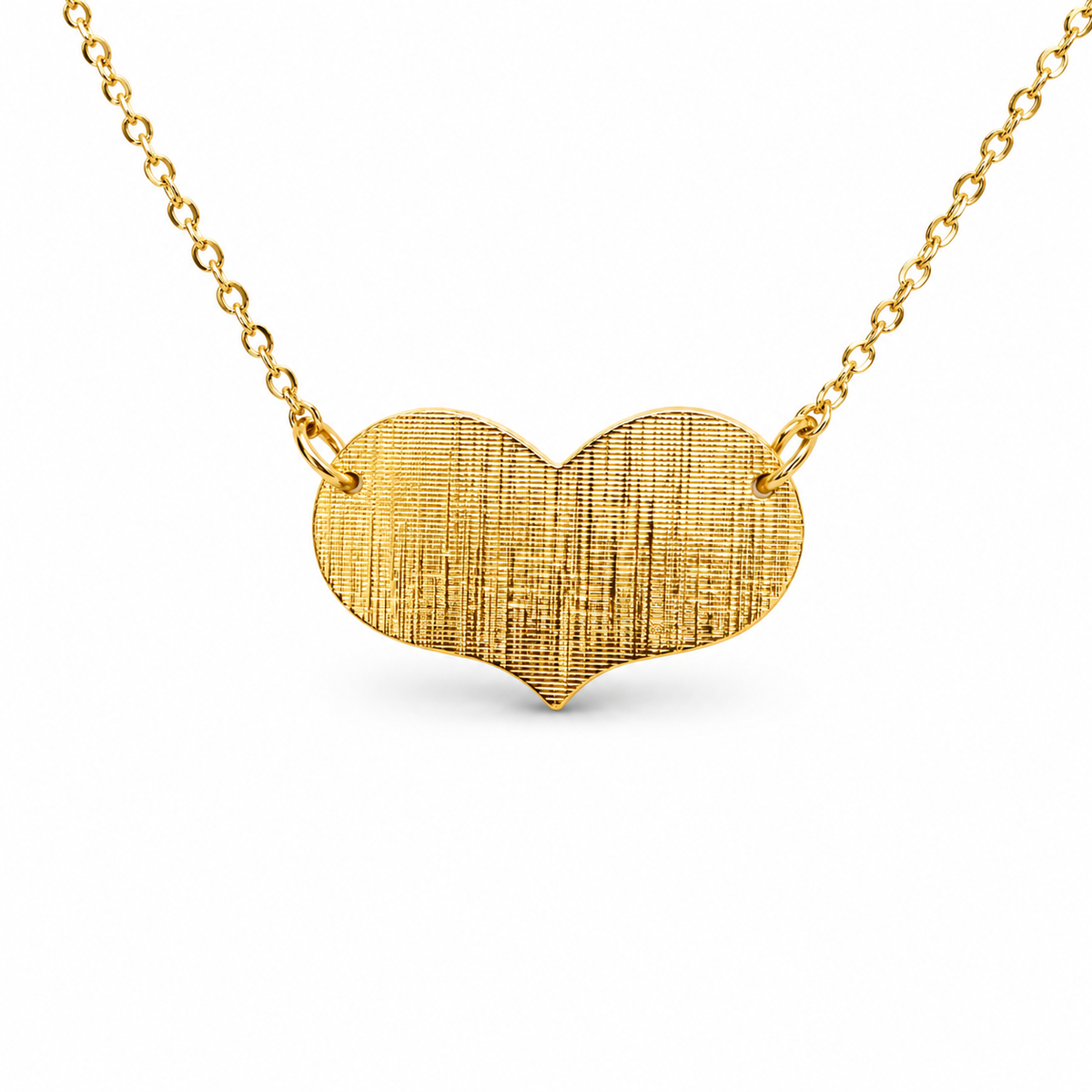 Etched Wide Flat Festoon Heart Necklace — approved Hearts collection luxury white background product photo