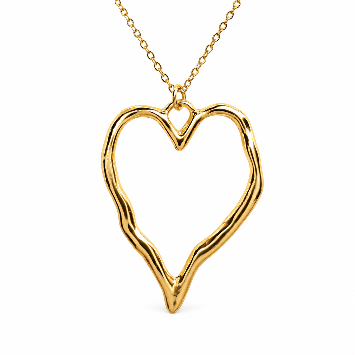 Organic Medium Heart Outline Necklace — approved Hearts collection luxury white background product photo