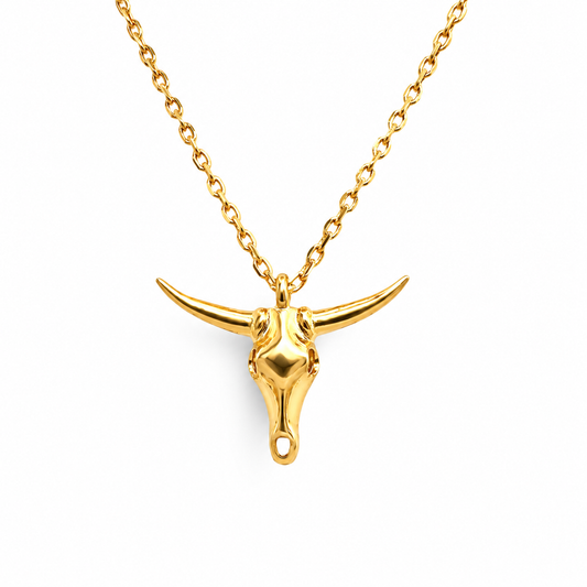 Small Thin Steerhead Necklace — approved Western Default Title shiny gold product photo — 22627