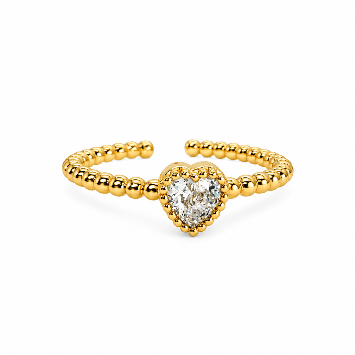 Cable Heart Bezel CZ Ring — approved Hearts collection luxury white background product photo