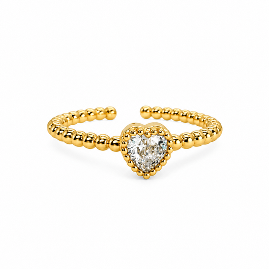 Cable Heart Bezel CZ Ring — approved Hearts collection luxury white background product photo