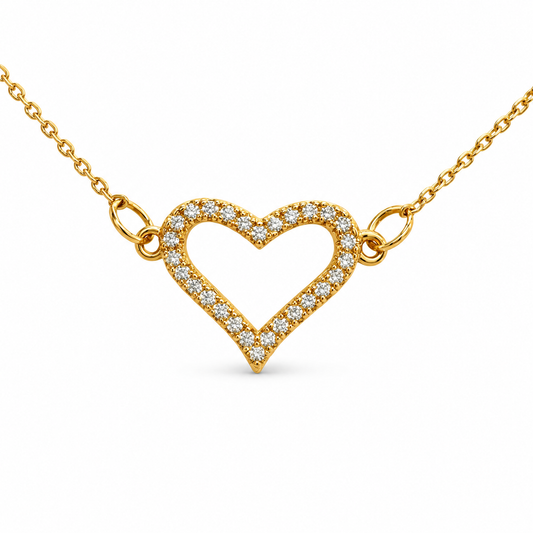 Fine Pave Festoon Outline Heart Necklace — approved Hearts collection luxury white background product photo