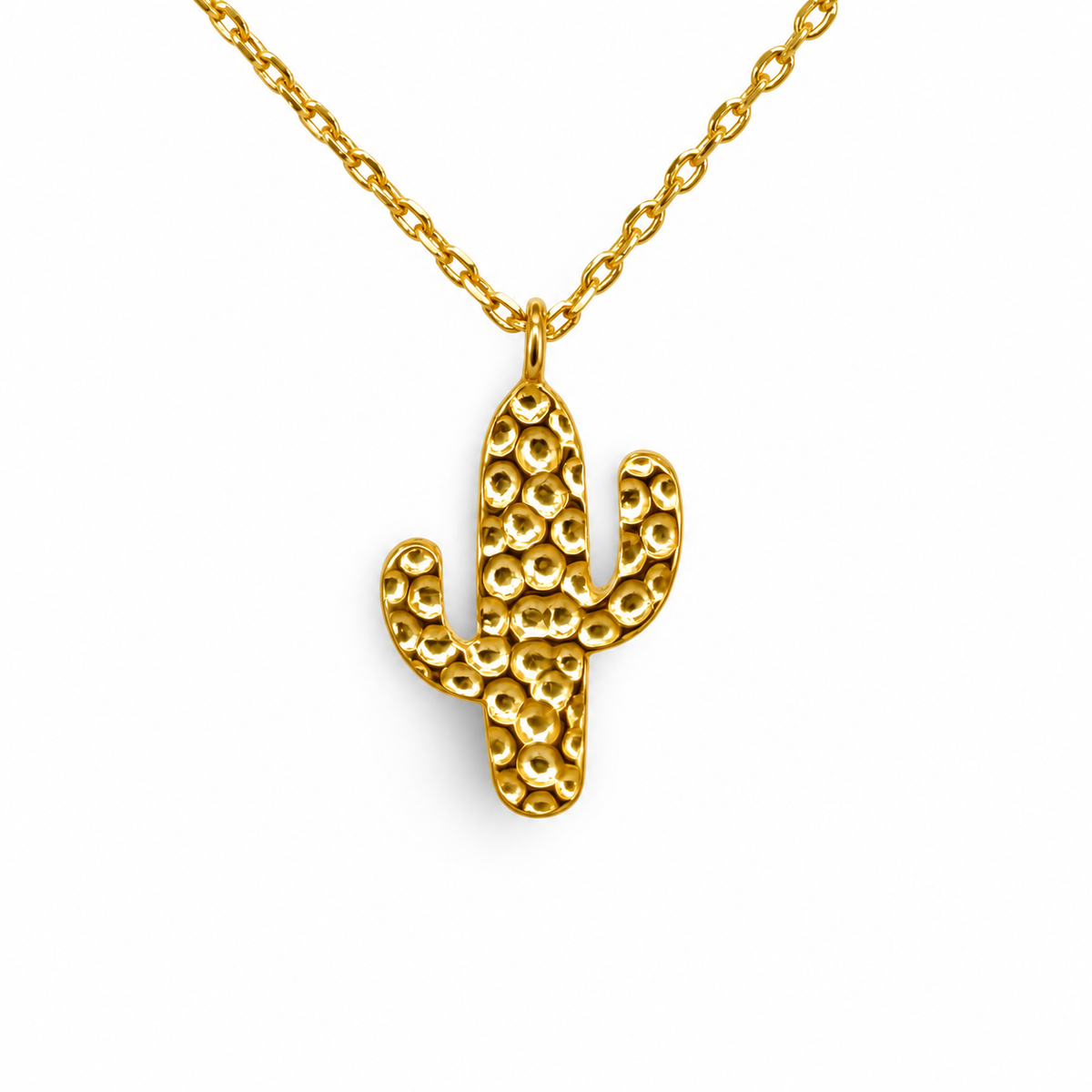 Small Hammered Cactus Necklace — approved Western Default Title shiny gold product photo — 22856