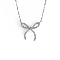 Delicate Pave Festoon Bow Necklace