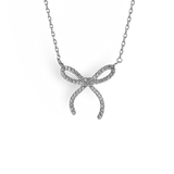 Delicate Pave Festoon Bow Necklace