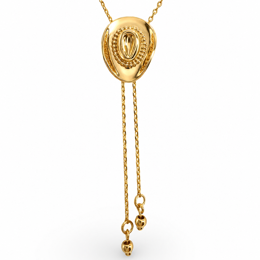 Cowboy Hat Bolo Necklace — approved Western Default Title shiny gold product photo — 23077