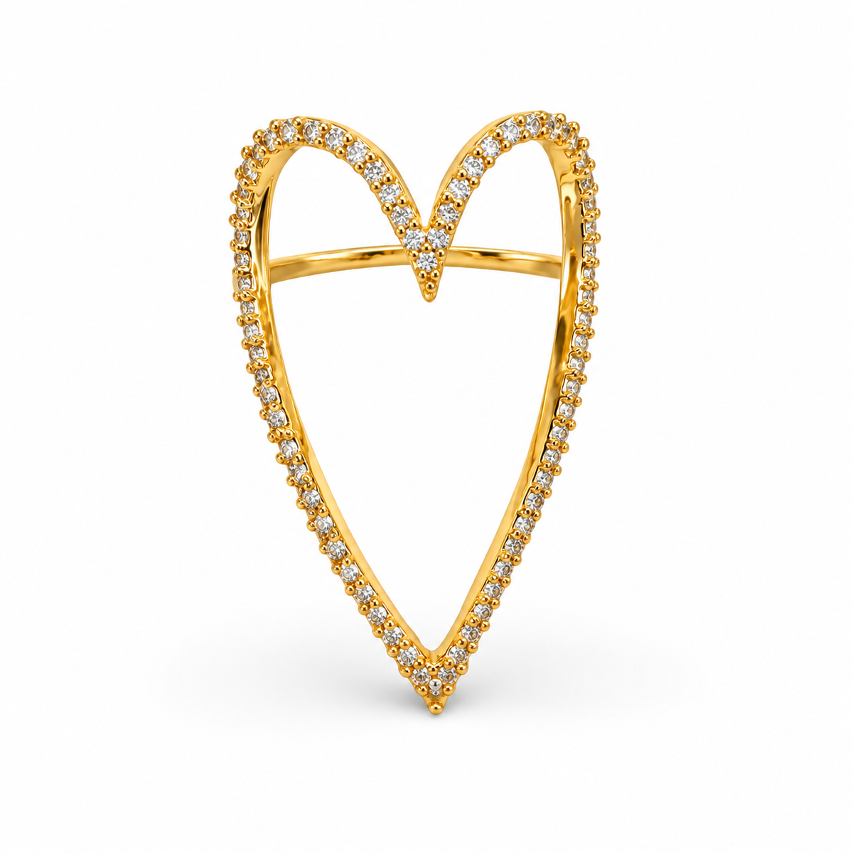 Pave Heart Outline Ring — approved Hearts collection luxury white background product photo