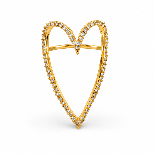 Pave Heart Outline Ring — approved Hearts collection luxury white background product photo