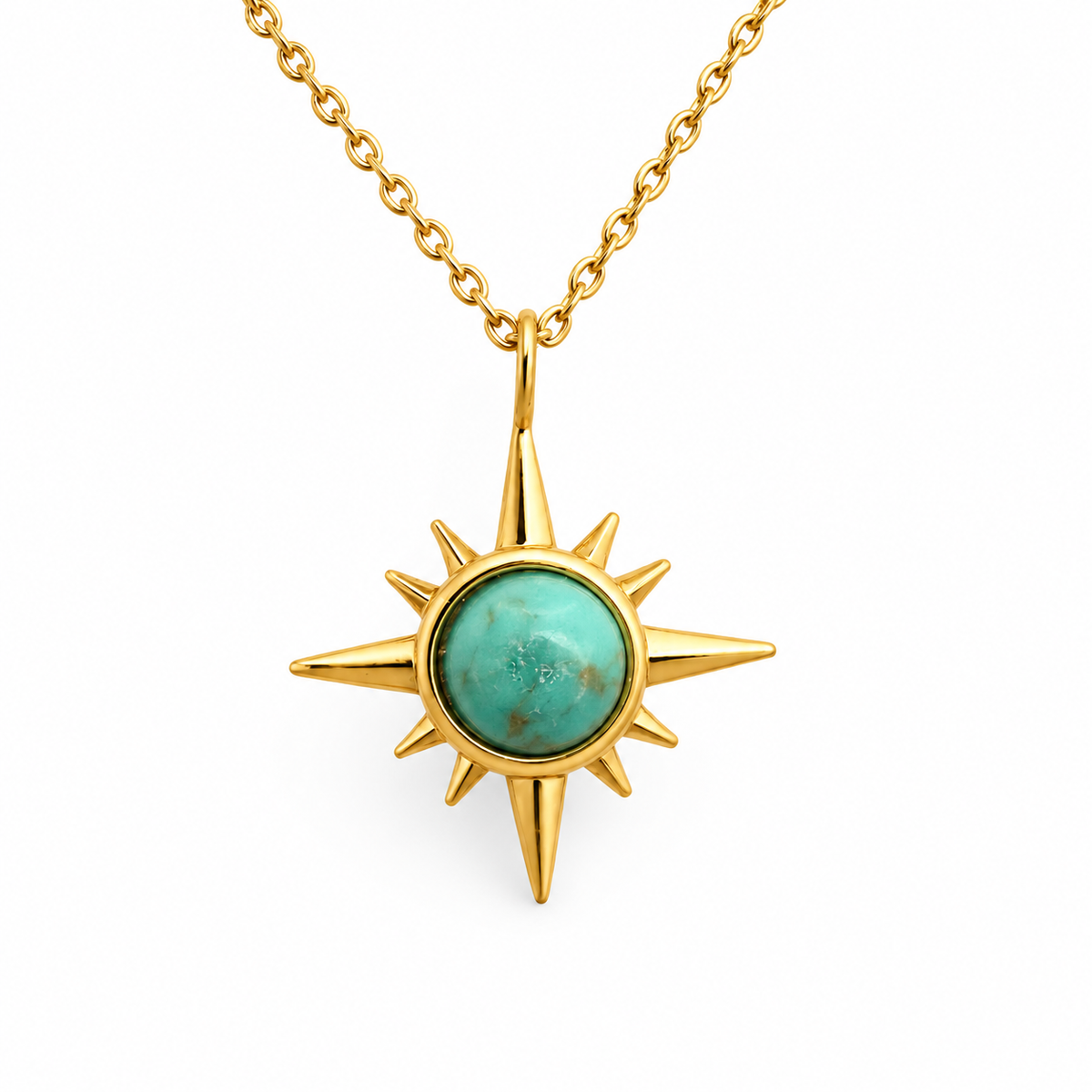 Turquoise Cabochon North Star Necklace — approved Western Default Title shiny gold product photo — 23253