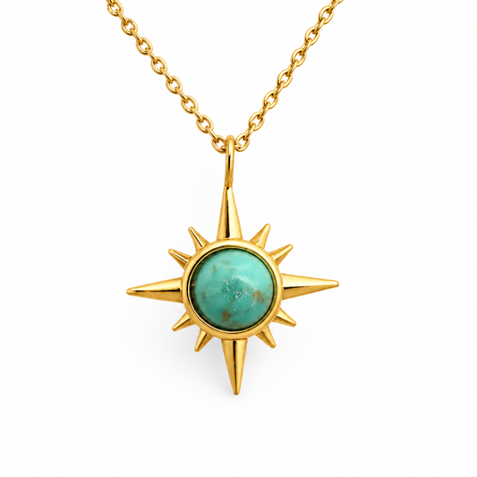 Turquoise Cabochon North Star Necklace — approved Western Default Title shiny gold product photo — 23253