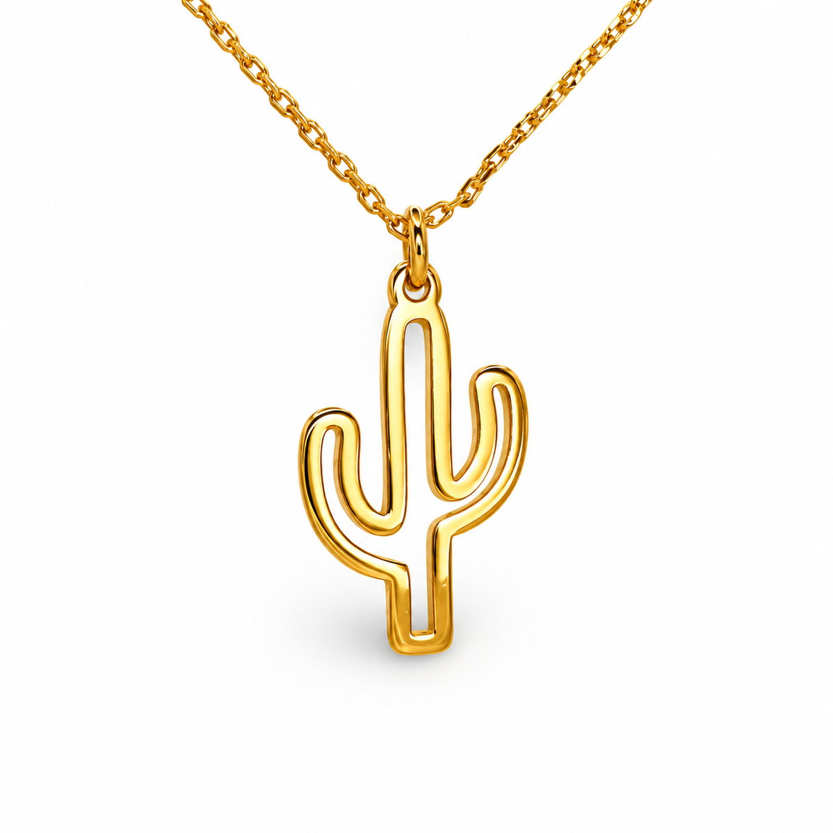 Glossy Outline Cactus Necklace — approved Western Default Title shiny gold product photo — 23268