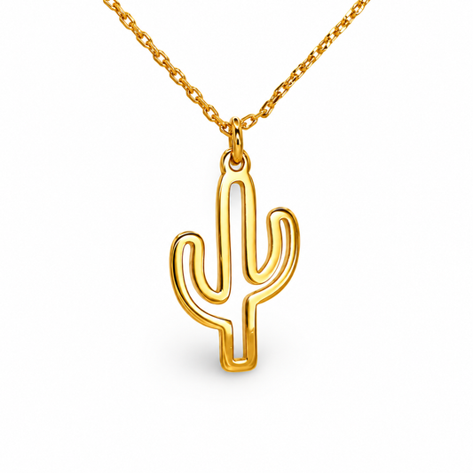 Glossy Outline Cactus Necklace — approved Western Default Title shiny gold product photo — 23268