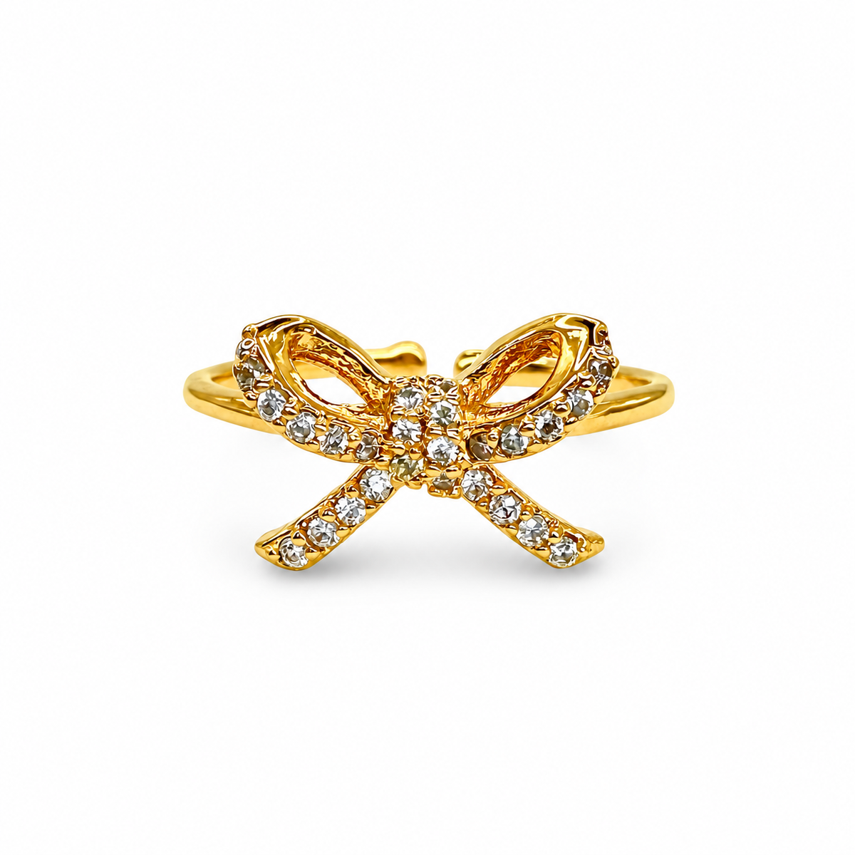 Small Pave Tight Bow Ring — luxury white background product photo