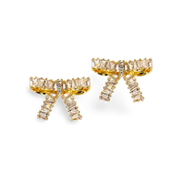 Medium Baguette CZ Bow Stud Earrings