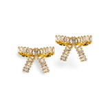 Medium Baguette CZ Bow Stud Earrings