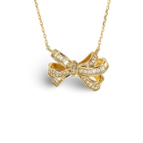 CZ Pave Baguette Cluster Festoon Bow Necklace