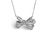 CZ Pave Baguette Cluster Festoon Bow Necklace