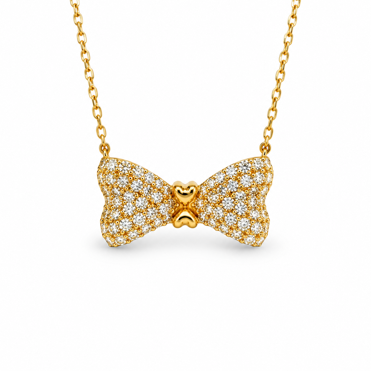 Pave Tuxedo Bow Festoon Necklace — luxury white background product photo