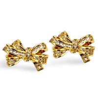 CZ Pave Baguette Cluster Bow Stud Earrings