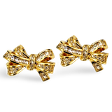 CZ Pave Baguette Cluster Bow Stud Earrings