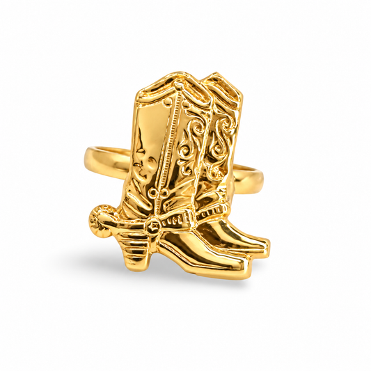 Small Double Boot Ring — approved Western Gold shiny gold product photo — 23684-gold