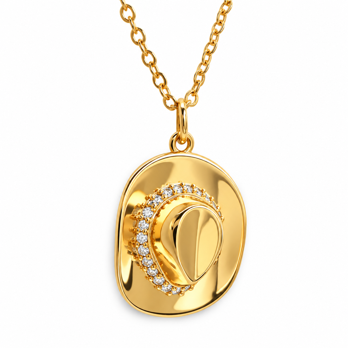 Glossy Pave Band Cowboy Hat Necklace — approved Western Default Title shiny gold product photo — 23687