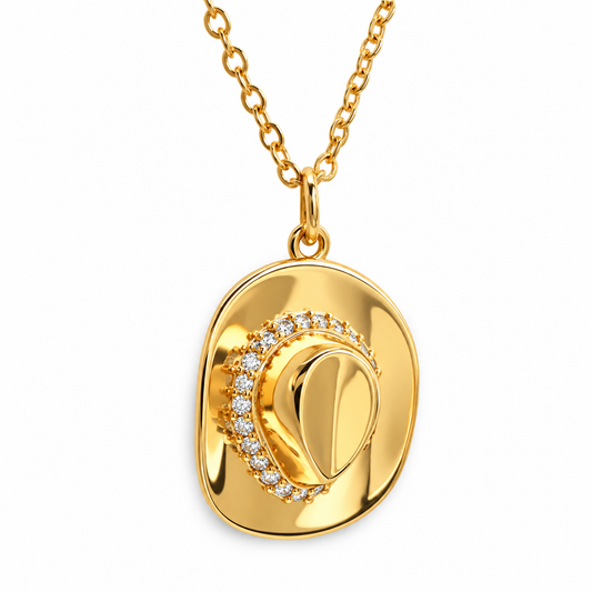 Glossy Pave Band Cowboy Hat Necklace — approved Western Default Title shiny gold product photo — 23687