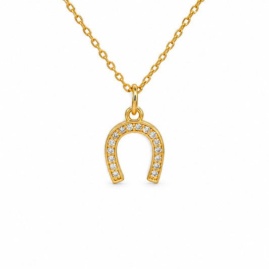 Fine Pave Horseshoe Necklace — approved Western Default Title shiny gold product photo — 23876