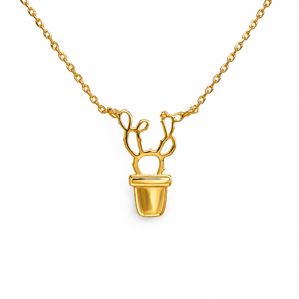 Glossy Cactus Plant Festoon Necklace — approved Western Default Title shiny gold product photo — 23918