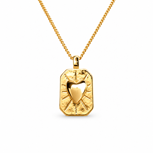Small Octagon Strobe Gloss Heart Tag Necklace — approved Hearts collection luxury white background product photo