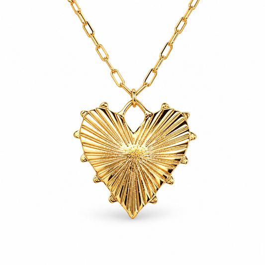 Large Strobe Heart Paperclip Chain Necklace — approved Hearts collection luxury white background product photo