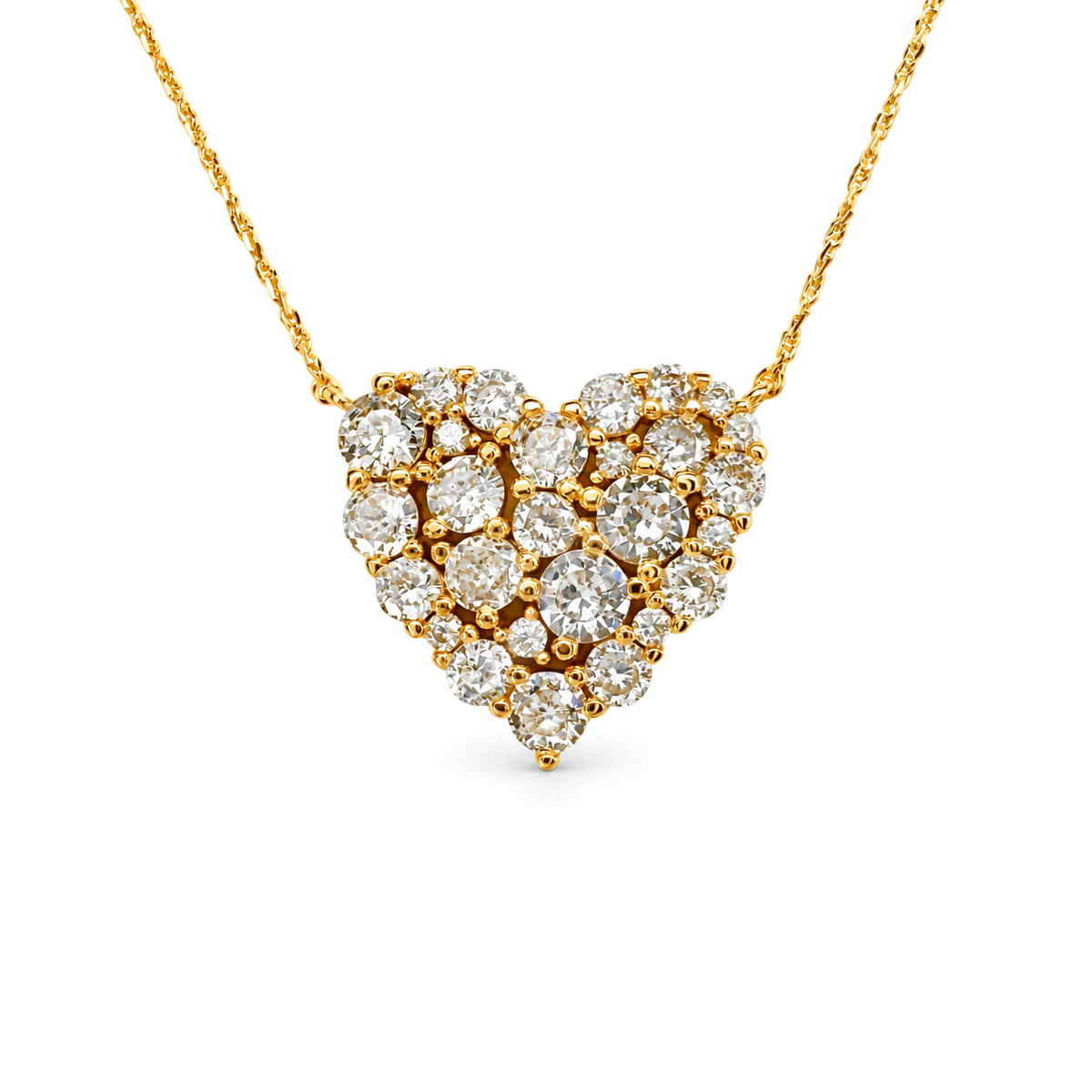 CZ Bubble Heart Festoon Serpentine Necklace — approved Hearts collection luxury white background product photo