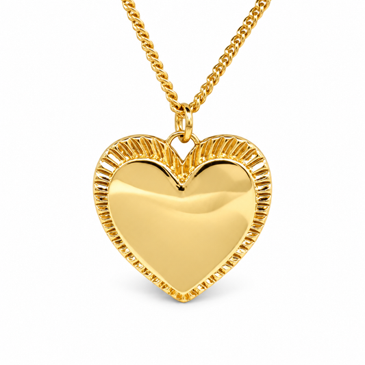Large Strobe Frame Heart Curb Chain Necklace — approved Hearts collection luxury white background product photo